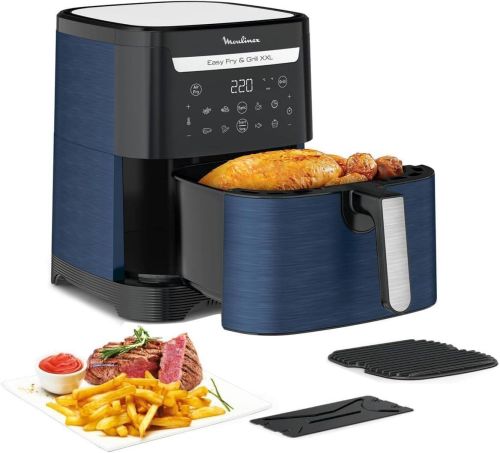 Freidora Sin Aceite XXL Azul con Parrilla EASY FRY & GRILL MOULINEX EZ801420