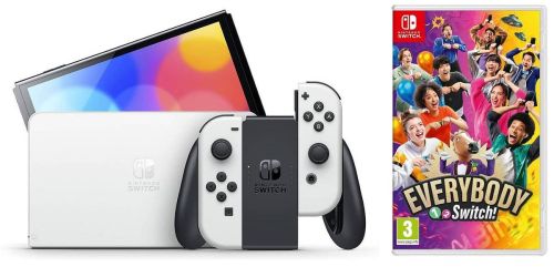 Consola Nintendo Switch OLED Blanca 64GB con Juego EVERYBODY 1-2 SWITCH 7454-4525