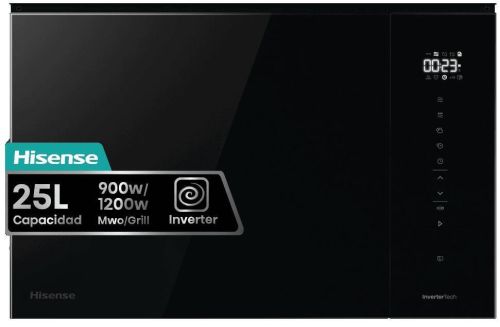 Microondas Integrable Cristal Negro 25L con Grill HISENSE BIM325GI63DBG