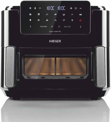 Freidora Sin Aceite Haeger AFD10010B Super Cook 10,5L Doble Cuba Air Fryer
