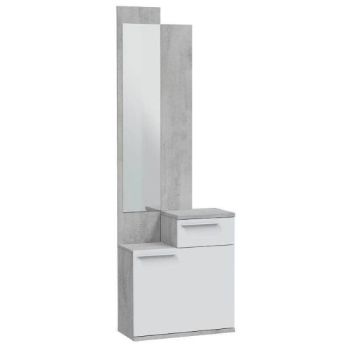 Mueble Recibidor con Espejo color Cemento y Blanco Artik KAREN 016745L