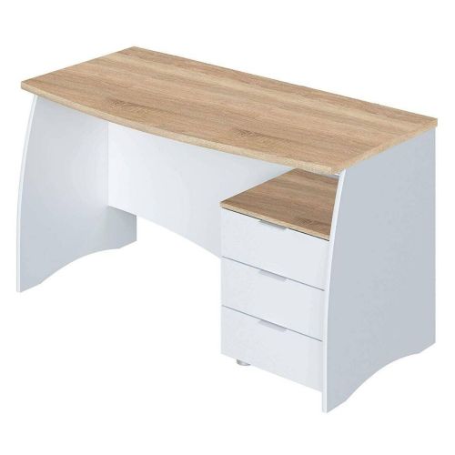 Mesa de Despacho con Tres Cajones en Blanco y Roble ESTIL 0F4625A