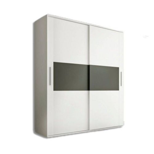 Armario dos puertas correderas de 208 cm modelo CABRA acabado en blanco con detalle en grafito