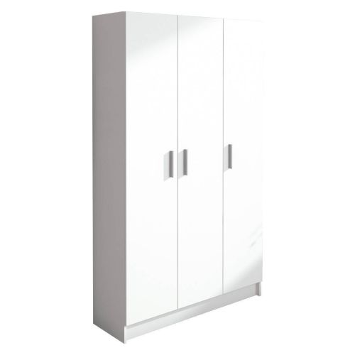 Mueble Multiusos 3 Puertas con 3 Estantes de Melamina Color Blanco AURA