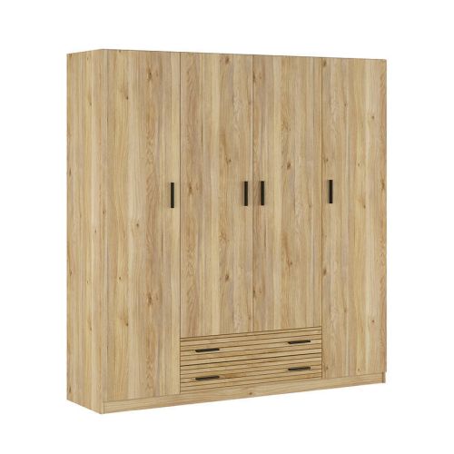 Armario de Dormitorio 4 Puertas y 2 Cajones en Melamina RAPID Mauvella-rayas C029RPDA4P2C MVR