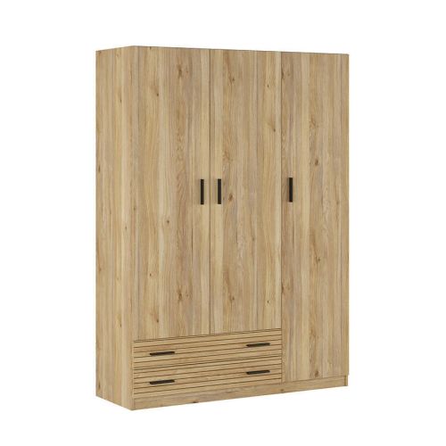 Armario de Dormitorio 3 Puertas y 2 Cajones en Melamina RAPID Mauvella-rayas C029RPDA3P2C MVR