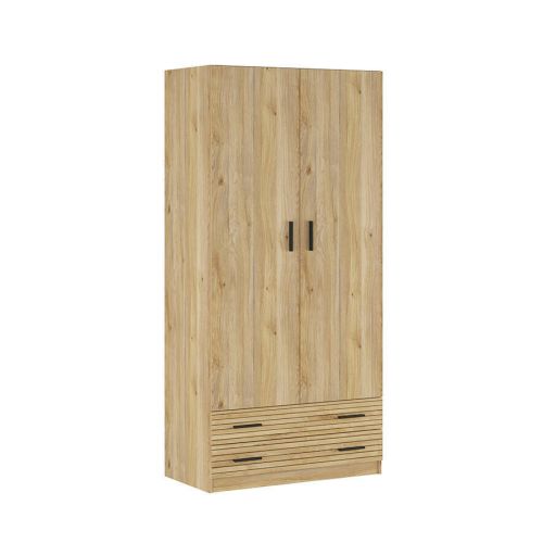 Armario de Dormitorio 2 Puertas y 2 Cajones en Melamina RAPID Mauvella-rayas C029RPDA2P2C MVR