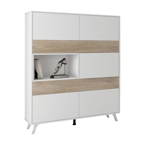 Vitrina de Salón Color Blanco y Roble SOTO C029SOTOVIT BLE