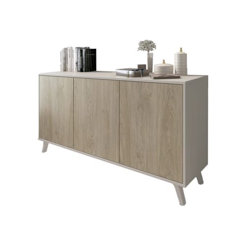 Aparador de Salón Nórdico en Blanco y Roble SOTO C029SOTOAPA130BLE