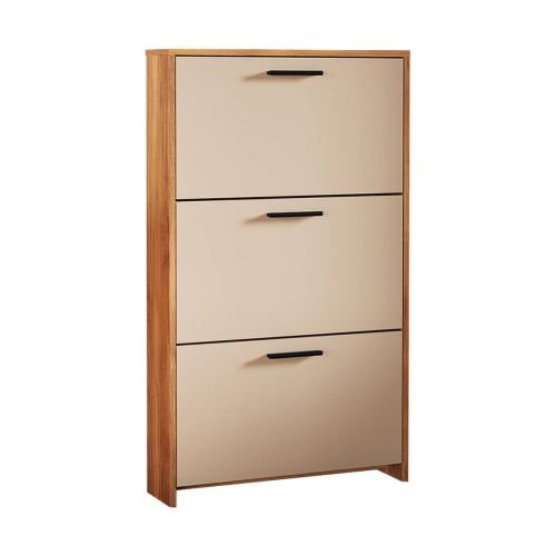 Zapatero 3 Puertas en Melamina con Patas Mauvella-Beig ELBA A031EL15MVG