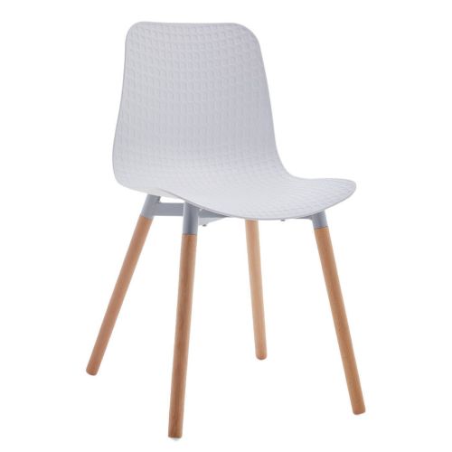 Silla Blanca de Polipropileno con Patas de Madera MIRIAM