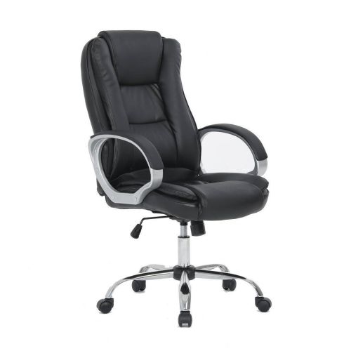 Silla de Oficina Giratoria Tapizada en Polipiel Negro PLUTON