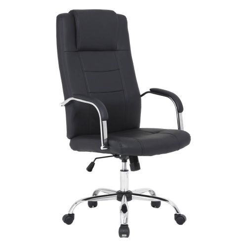 Silla de Oficina con Respaldo Alto Tapizada en Polipiel Negro LUPO