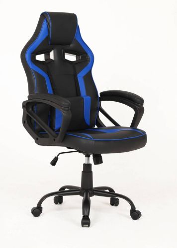Silla Gaming de Polipiel Negra-Azul con Soporte Lumbar MARTE