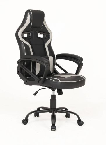 Silla Gaming de Polipiel Negra-Gris con Soporte Lumbar MARTE
