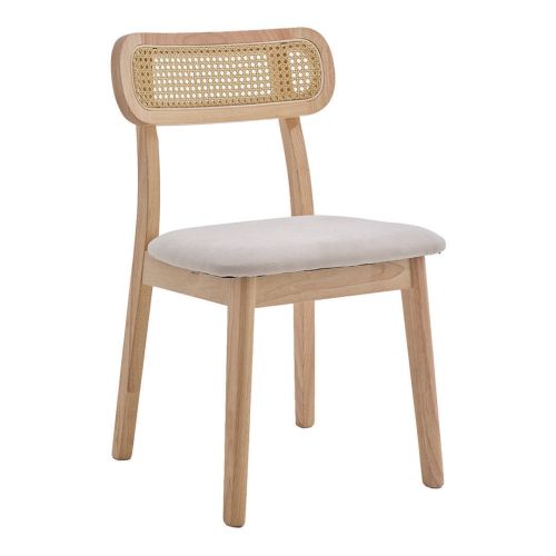 Silla de Comedor de Madera Maciza y Tela MACA