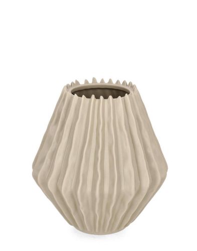 Florero Decorativo Bajo de Cerámica Circular en Color Beige ELDAR 0503495