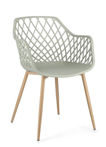 Silla de Comedor con Patas de Acero y Asiento PP OPTIK Verde 0733416