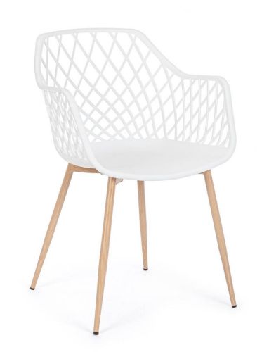Silla de Comedor con Patas de Acero y Asiento PP OPTIK Blanco 0733414