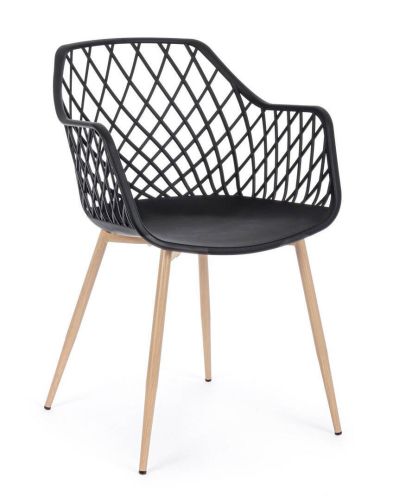 Silla de Comedor con Patas de Acero y Asiento PP OPTIK Negro 0733413