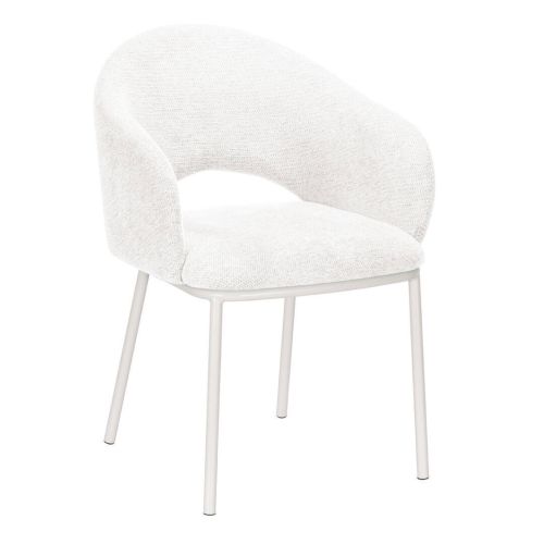 Silla de Comedor con Reposabrazos y Patas de Metal Blanco CAMILA DC-3110