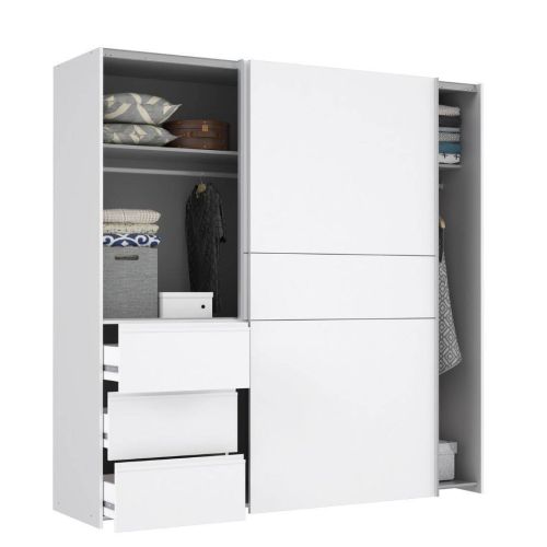 Armario 2 Puertas 3 Cajones en Blanco Mate con Cajonera Exterior W2QS323E71-120