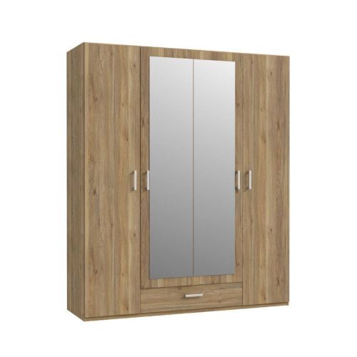 Armario con Espejo 2 Puertas y Cajón 178x211 cm Roble ECBS944-D108