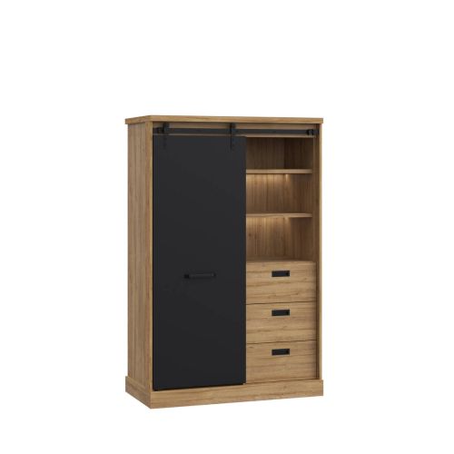 Vitrina 1 Puerta y 3 Cajones con Luces LED KZMR621LB-M328