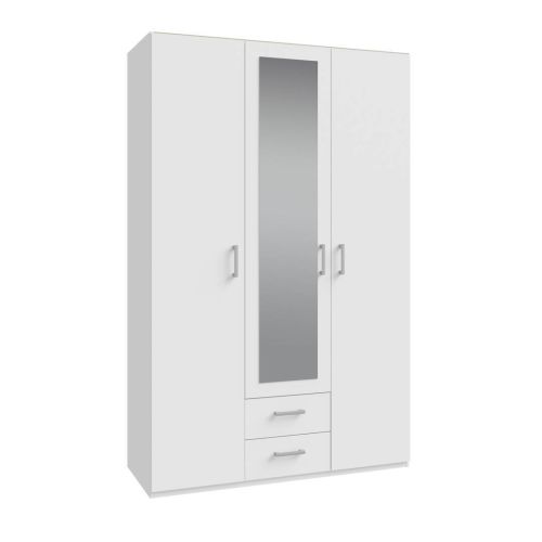 Armario de Dormitorio 2 Puertas con Espejo y 2 Cajones Blanco ECBS931-120