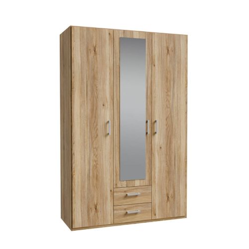 Armario de Dormitorio 2 Puertas con Espejo y 2 Cajones Natural ECBS931-D108