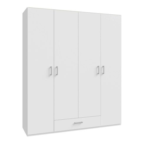 Armario de Dormitorio 4 Puertas 1 Cajón Acabado Blanco ECBS941-120