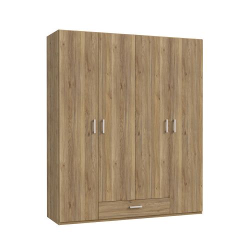 Armario de Dormitorio 4 Puertas 1 Cajón Acabado Natural ECBS941-D108