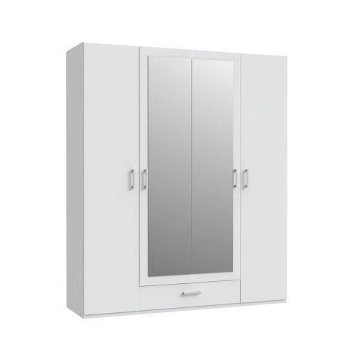 Armario de Dormitorio Blanco con Espejo y Cajón ECBS944-120
