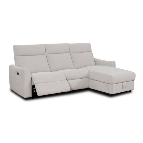 Chaise Longue Relax Eléctrico Reversible con Arcón Tapizado en Tela CHARLOTE