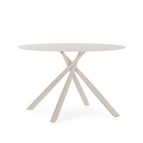 Mesa de Comedor Redonda de Cristal con Patas de Metal LEXA