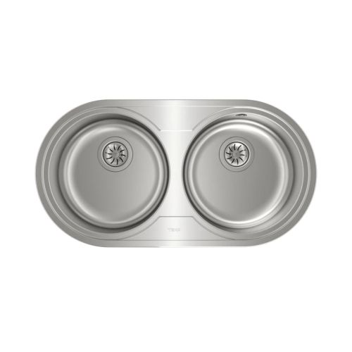 Fregadero circular encastrado con cubetas de 36 cm Sin Orificio TEKA DR-80 2C 10110006