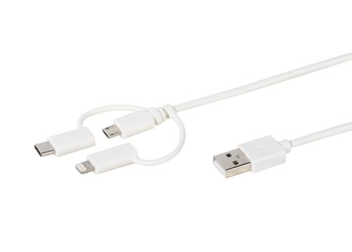 Cable usb 1 M Blanco VIVANCO DCVV3IN1USB10W 38784