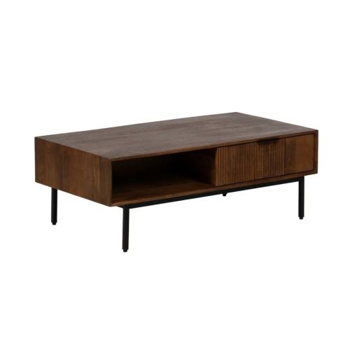 Mesa de Centro de Madera de Mango con Huecos y Cajones 110 cm 612715
