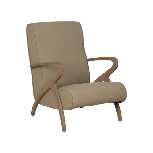 Sillón Natural con Estructura de Madera y Tapizado Beige 613836