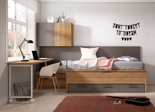Dormitorio Juvenil con Bicama y Escritorio Giratorio ADAPT 18