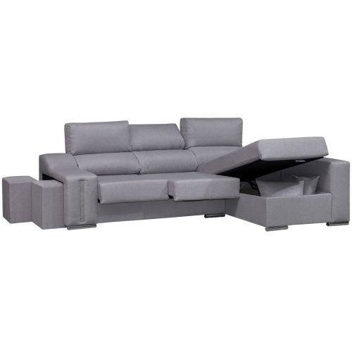 Sofá Chaise Longue con Arcón Derecha y 2 Puff SALOMON