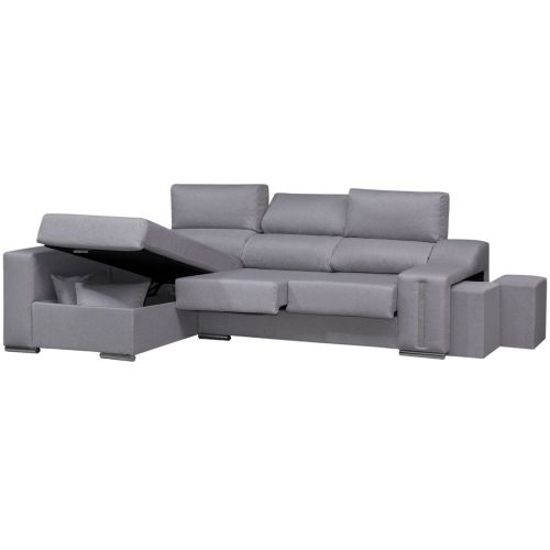 Sofá Chaise Longue con Arcón Izquierda y 2 Puff SALOMON