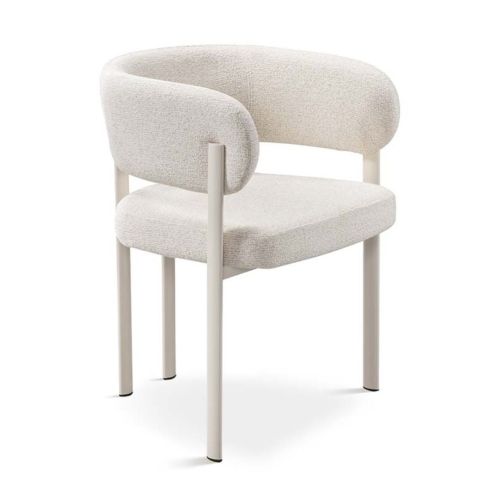 Silla Tapizada en Tela Gris con Patas Metálicas Blancas DUGAR DC-421