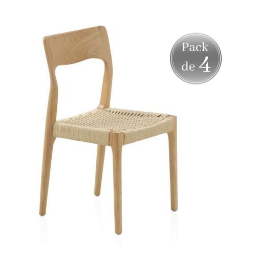 Pack de 4 Sillas de Madera de Fresno GABAR 10873
