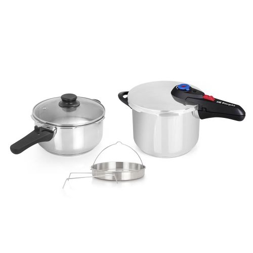 Set Olla Super Rápida Orbegozo 6+4L con Vaporera HP4566