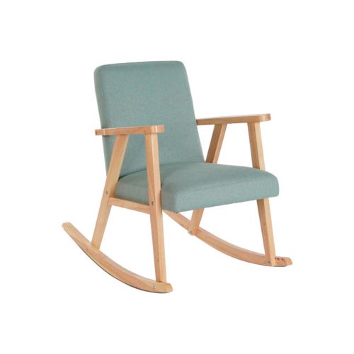 Mecedora de Madera de Haya Tapizado en Poliéster Color Azul Celeste MB-206410