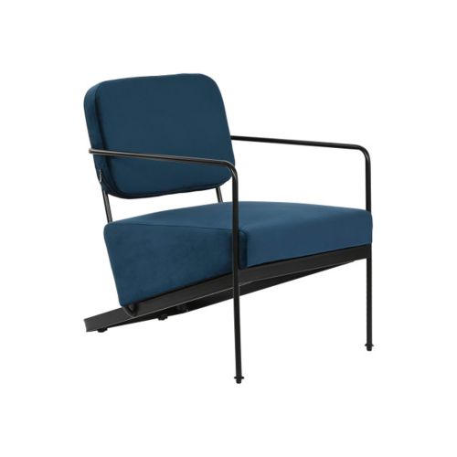 Butaca con Tapizado de Poliéster Color Azul y Patas de Metal MB-206617