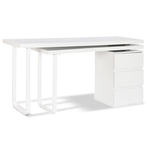 Escritorio de Oficina Blanco con 3 Cajones y Patas Metálicas MB-207704