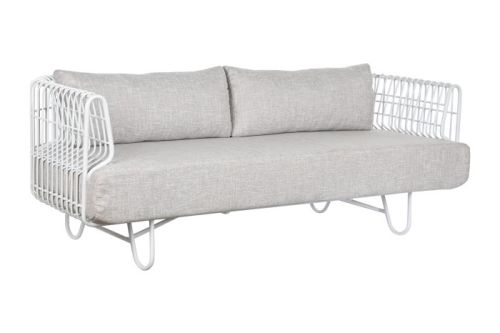 Sofá de Metal y Poliéster Blanco 180 cm MB-209871