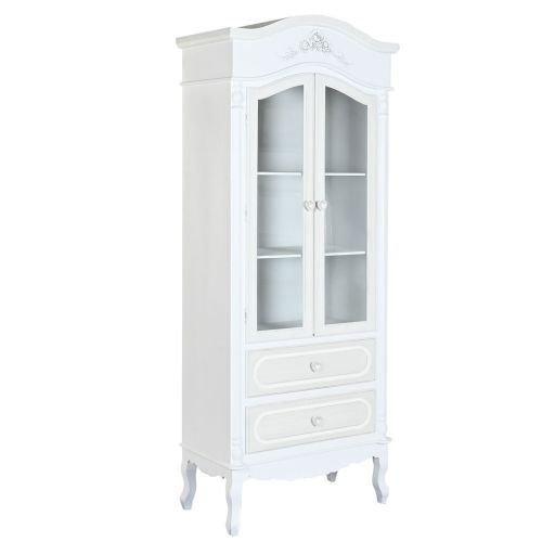 Vitrina de Madera Blanca con Cristal y Cajones MB-220007